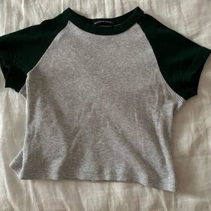 SOLD brandy melville forest green& gray bella top